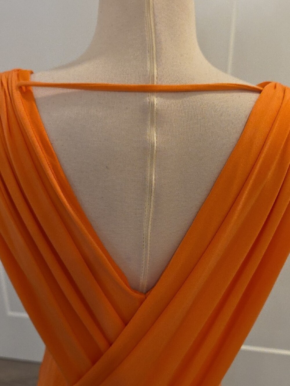 BCBGMaxAzria Orange Draped Mini Dress size L new with tags - Picture 7 of 12
